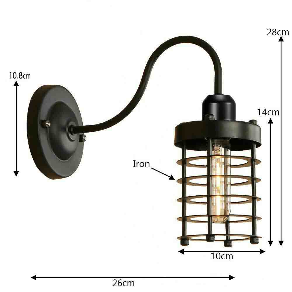 LEDSone industrial Vintage Rustic Wall Sconces Wire Cage Black Industrial Wall Light Lampshade~2900