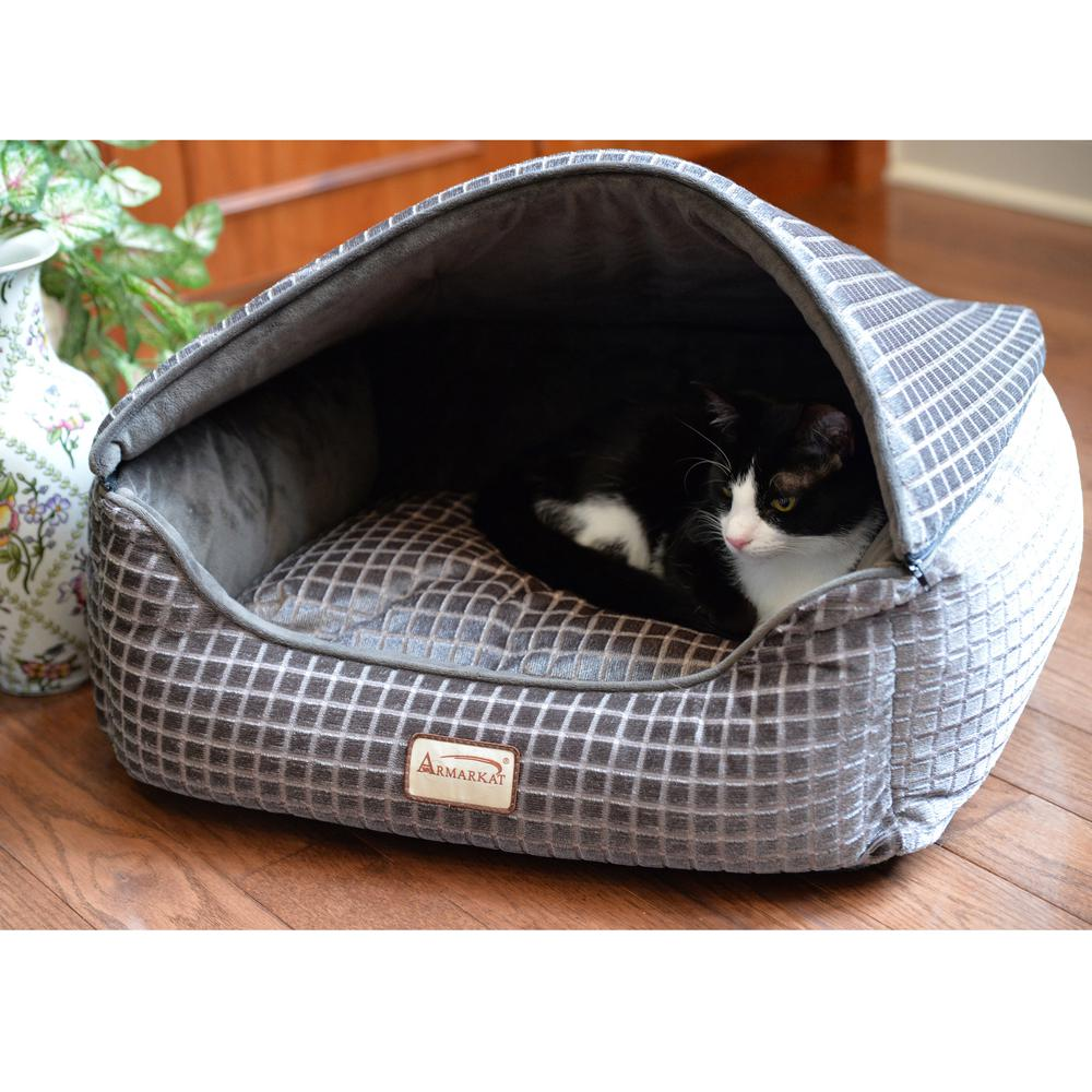 Armarkat Cat Bed Model C34HHG/SH, Bronze & Silver