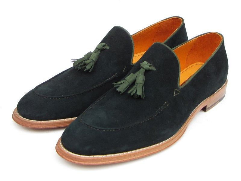 Paul Parkman Men's Tassel Loafer Green Suede Shoes (ID#087-GREEN)