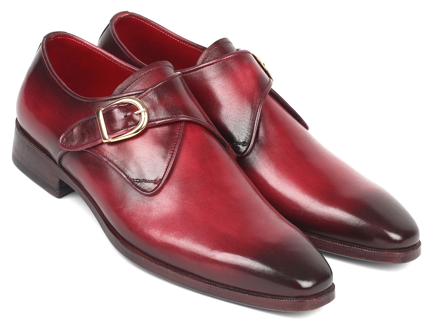 Paul Parkman Men's Single Monkstrap Shoes Burgundy Leather (ID#DW984P)