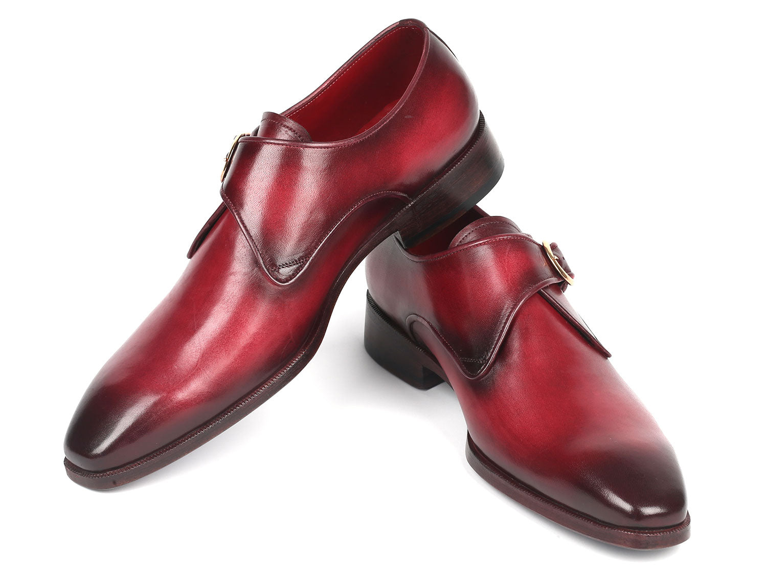 Paul Parkman Men's Single Monkstrap Shoes Burgundy Leather (ID#DW984P)