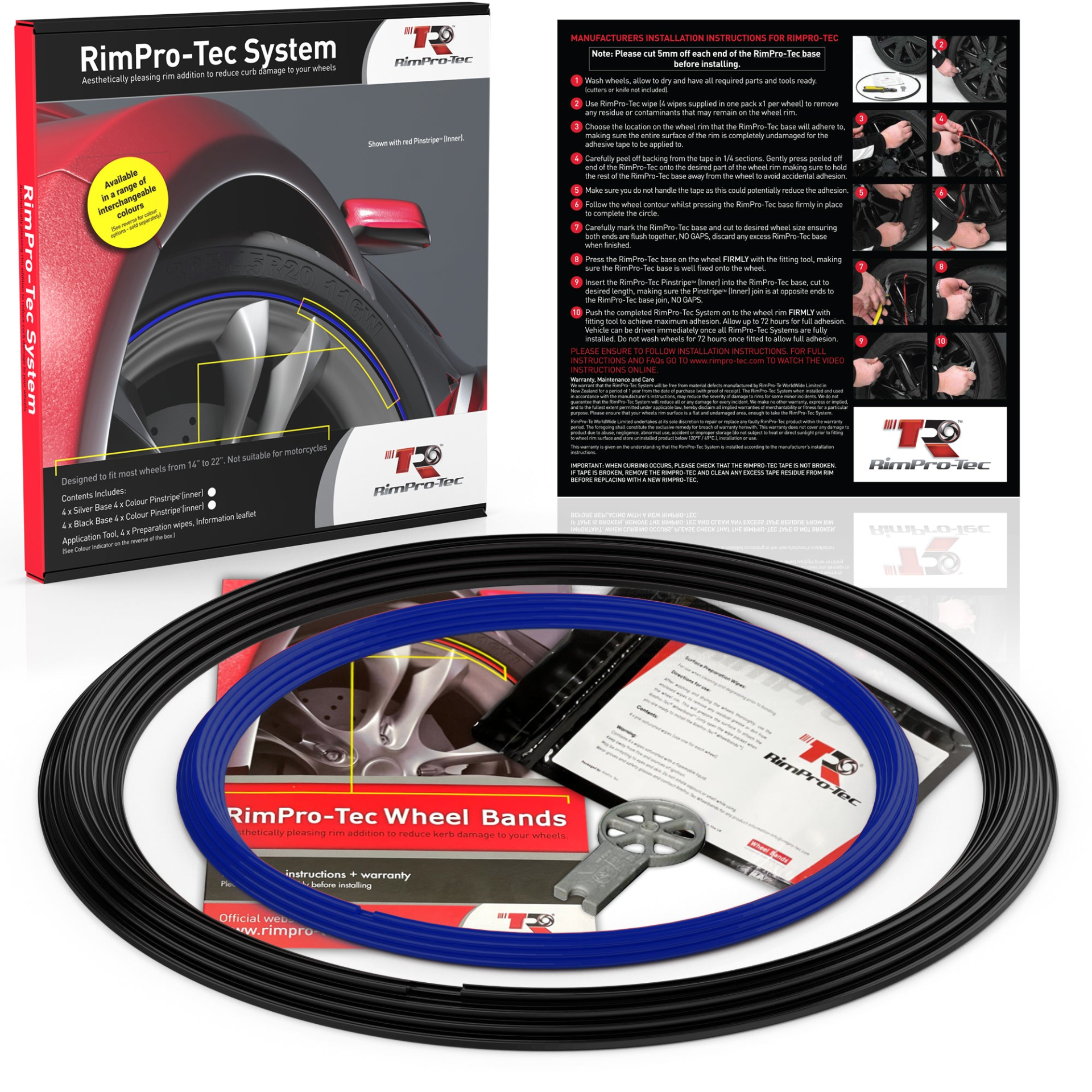 RimPro-Tec® Wheel Bands™ Full Car Wheel & Rim Protectors Kit x 4