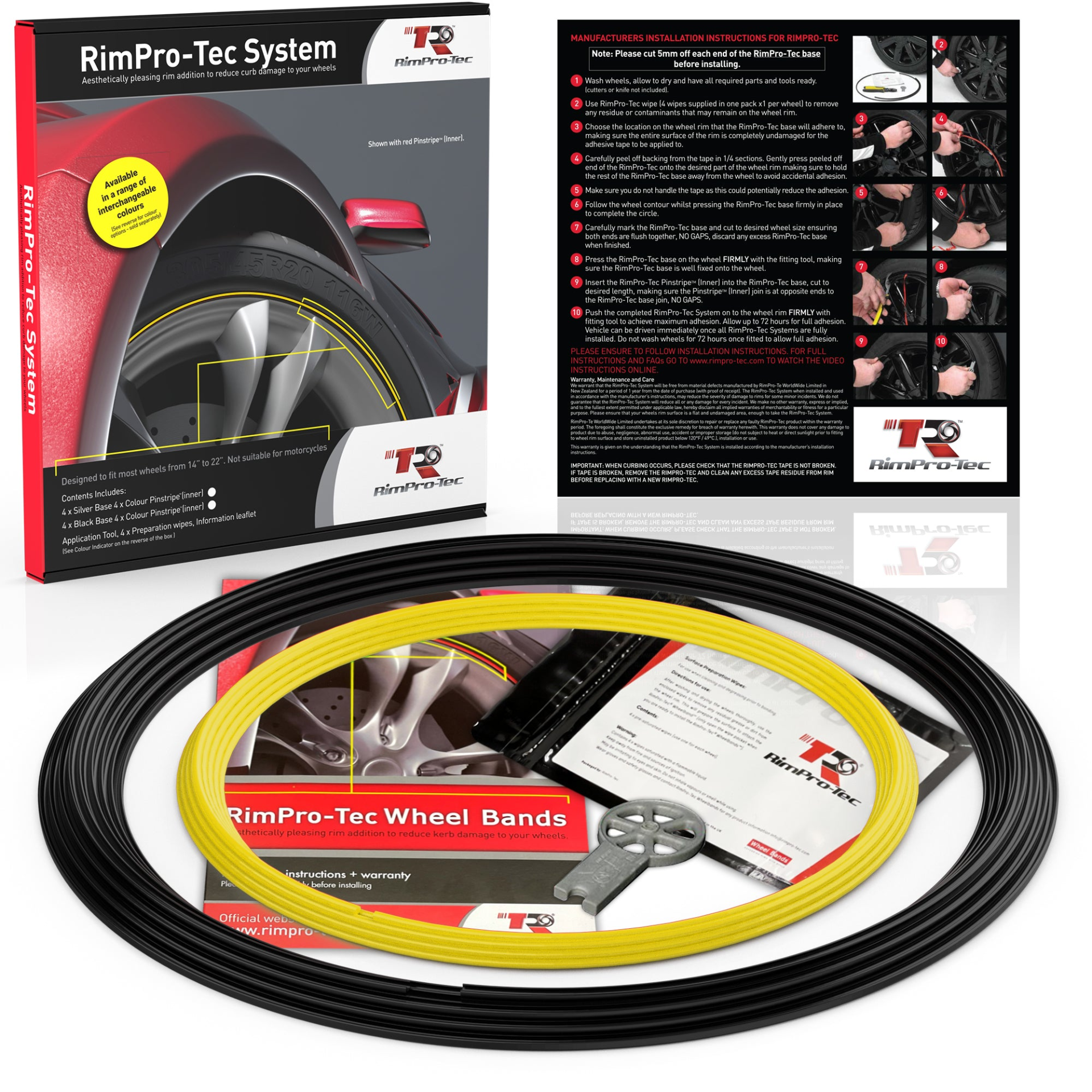 RimPro-Tec® Wheel Bands™ Full Car Wheel & Rim Protectors Kit x 4