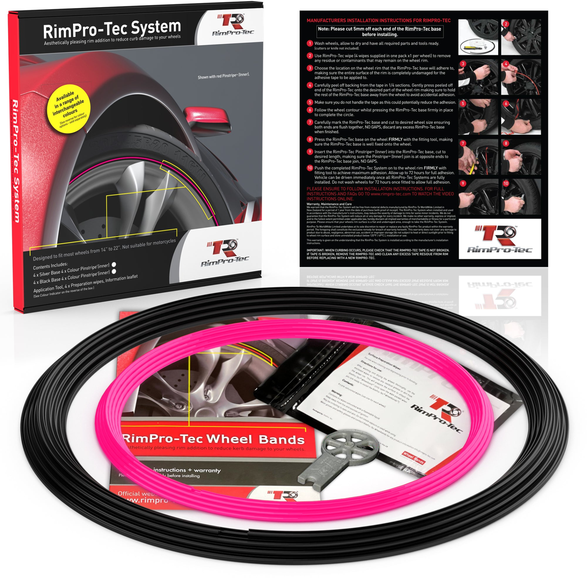 RimPro-Tec® Wheel Bands™ Full Car Wheel & Rim Protectors Kit x 4