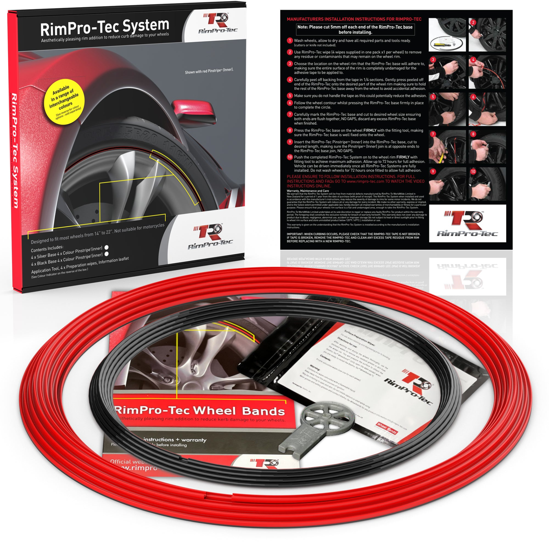 RimPro-Tec® Wheel Bands™ Full Car Wheel & Rim Protectors Kit x 4