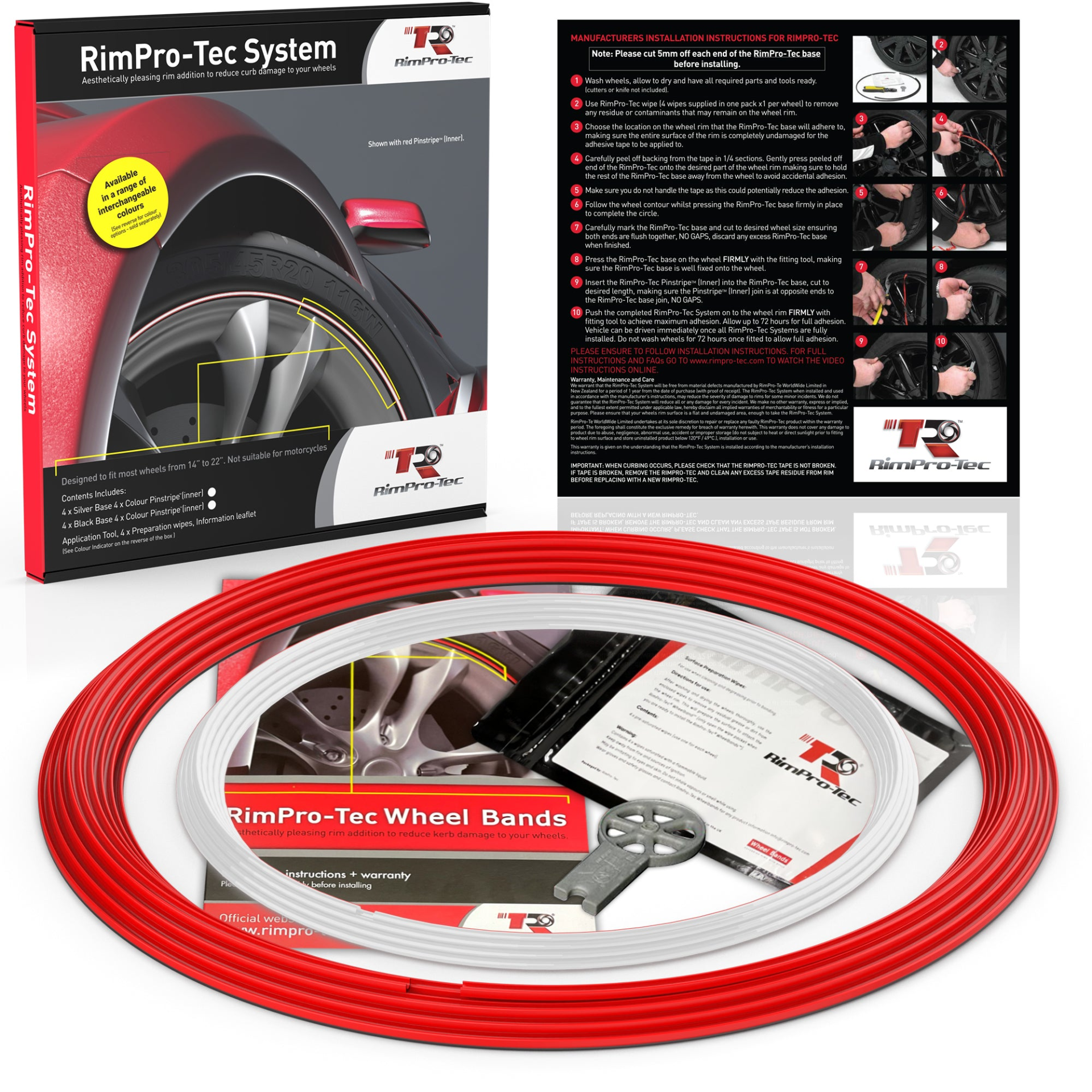 RimPro-Tec® Wheel Bands™ Full Car Wheel & Rim Protectors Kit x 4