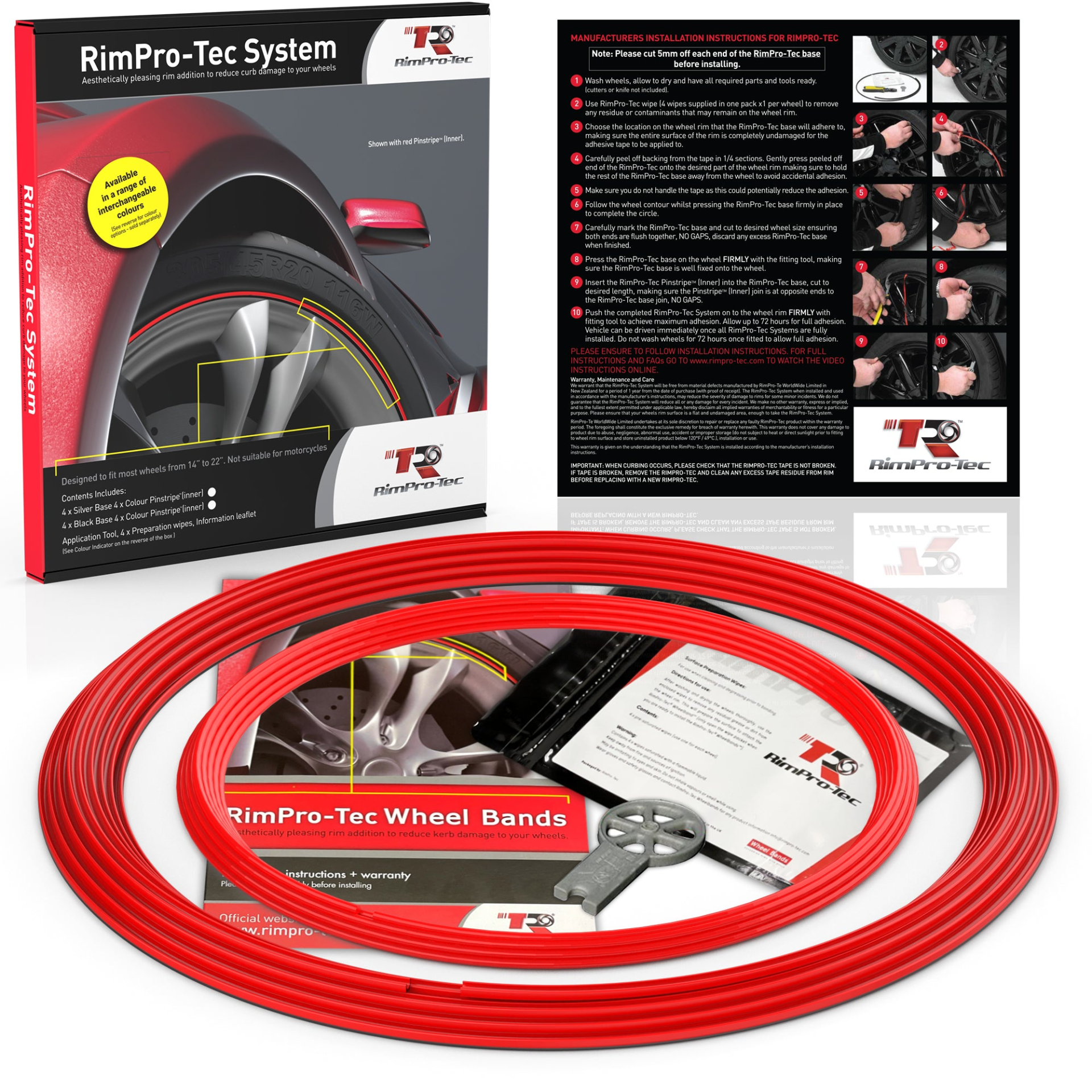 RimPro-Tec® Wheel Bands™ Full Car Wheel & Rim Protectors Kit x 4