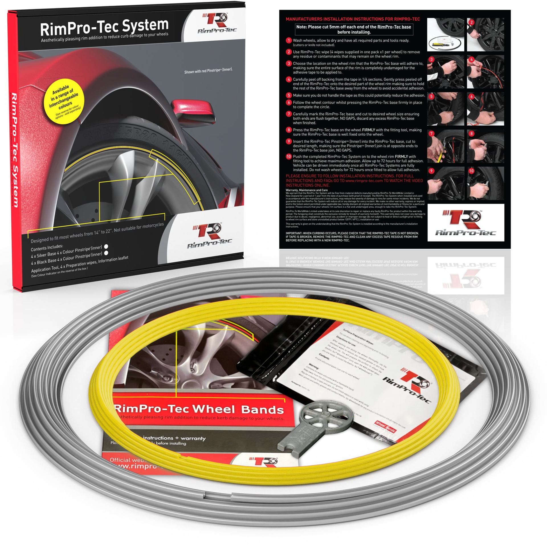 RimPro-Tec® Wheel Bands™ Full Car Wheel & Rim Protectors Kit x 4