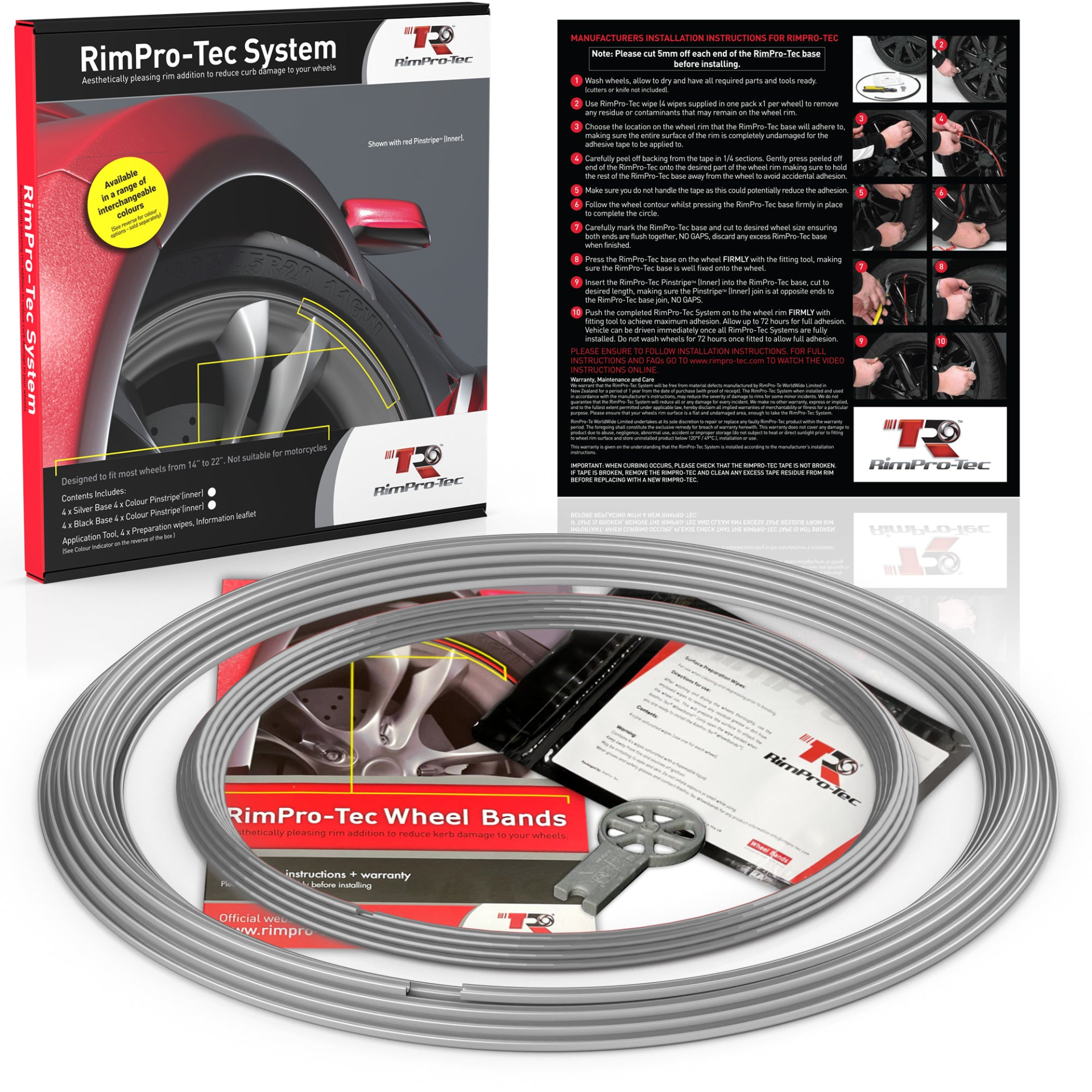 RimPro-Tec® Wheel Bands™ Full Car Wheel & Rim Protectors Kit x 4