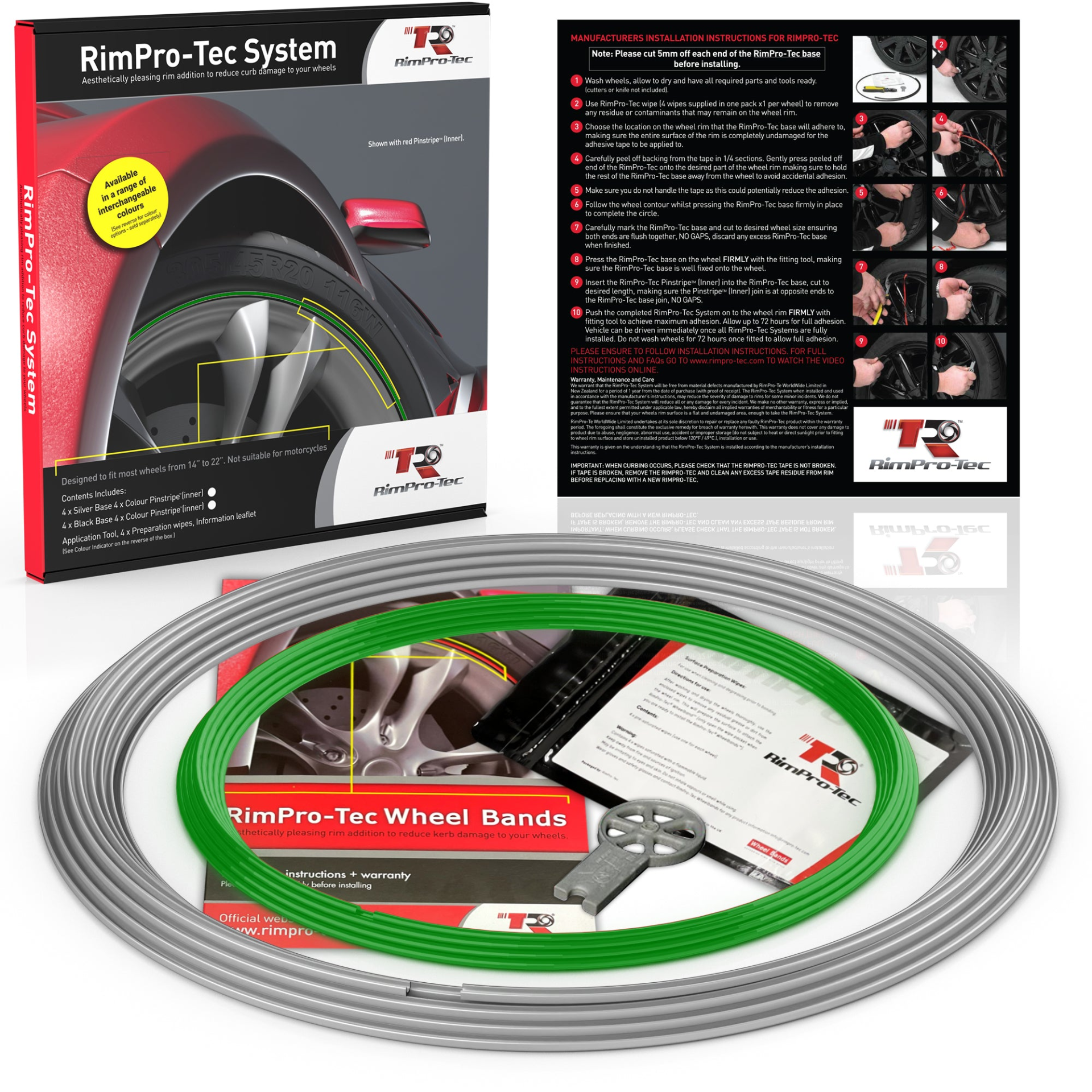 RimPro-Tec® Wheel Bands™ Full Car Wheel & Rim Protectors Kit x 4