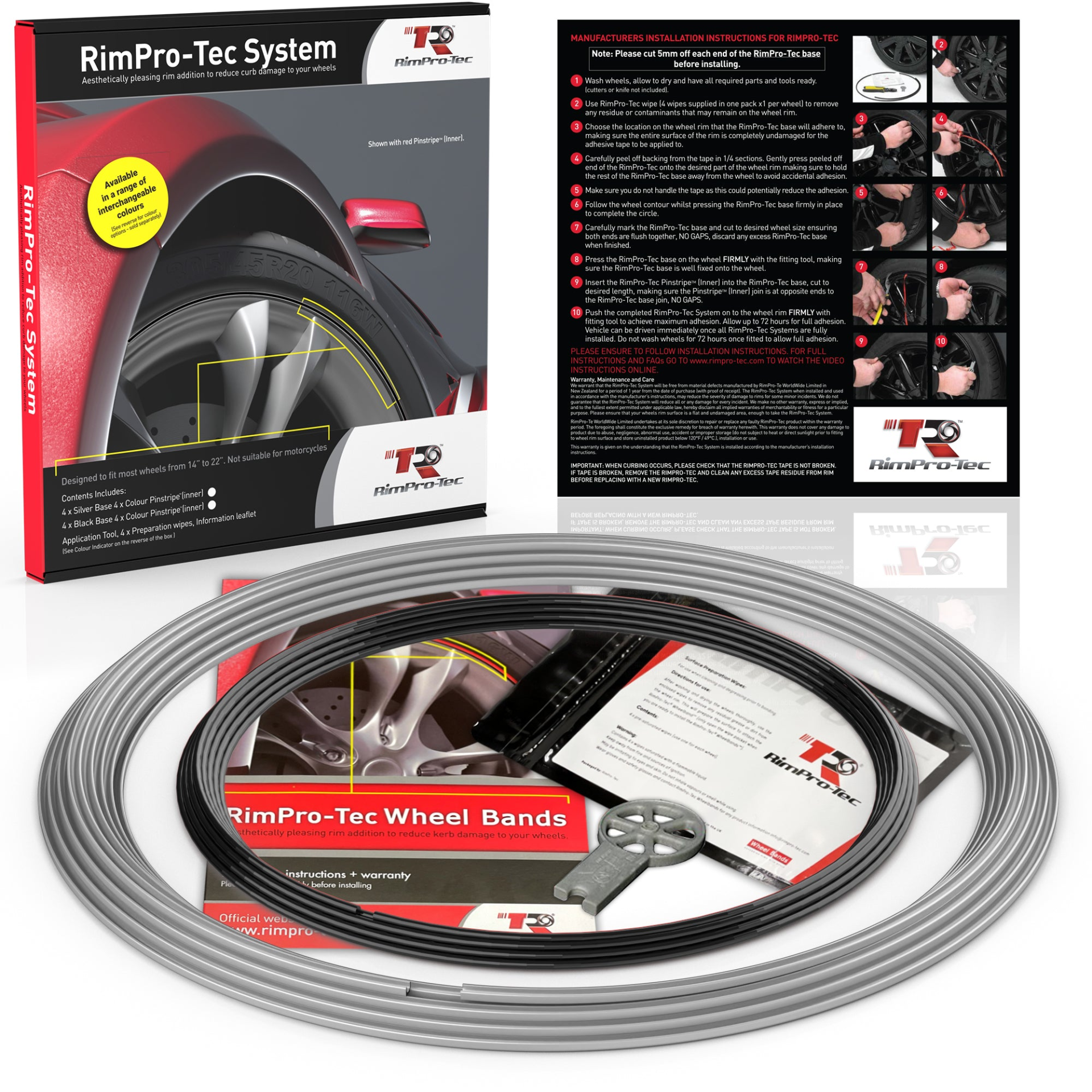 RimPro-Tec® Wheel Bands™ Full Car Wheel & Rim Protectors Kit x 4