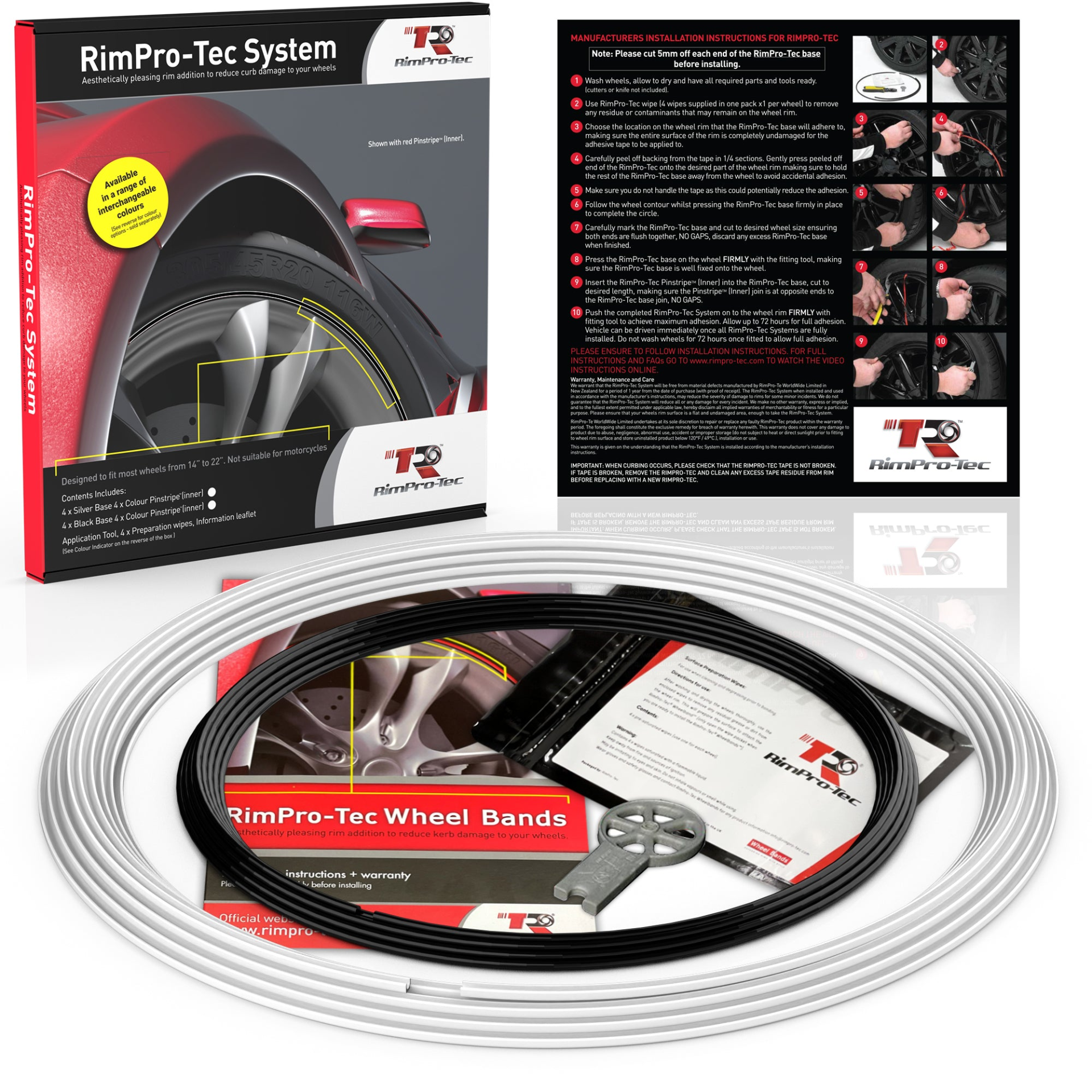 RimPro-Tec® Wheel Bands™ Full Car Wheel & Rim Protectors Kit x 4