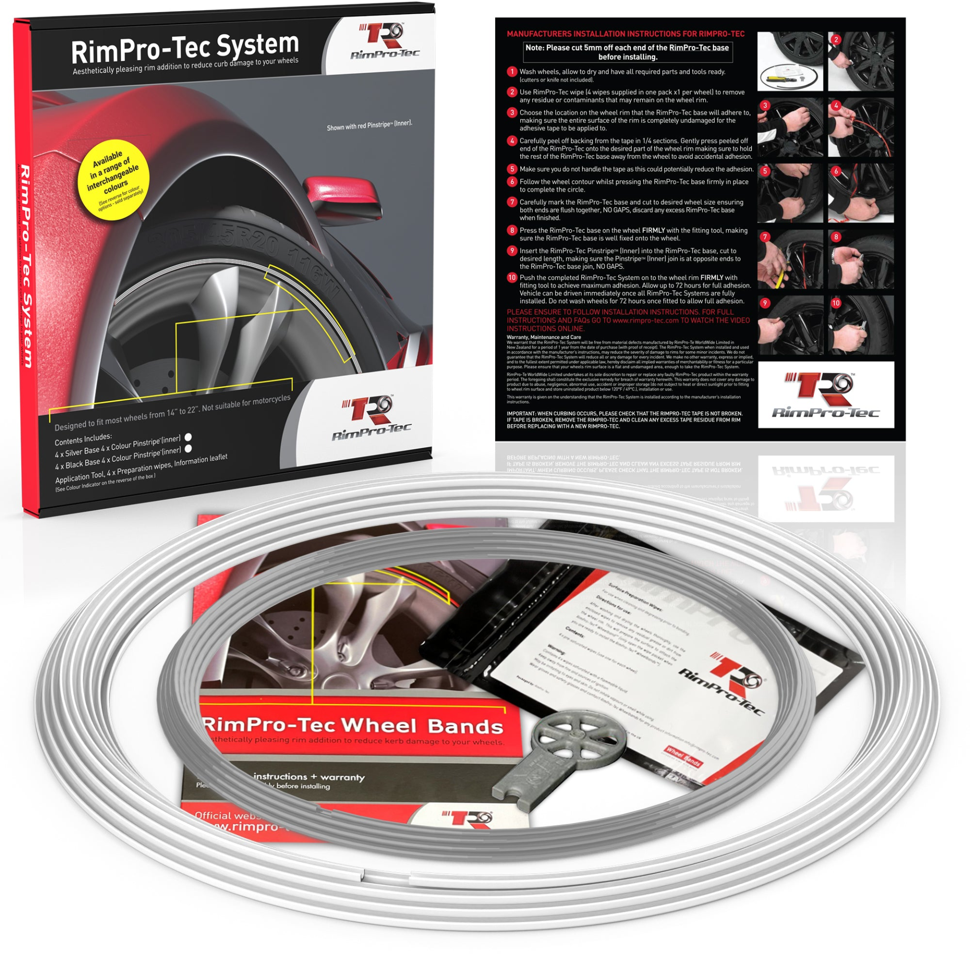 RimPro-Tec® Wheel Bands™ Full Car Wheel & Rim Protectors Kit x 4