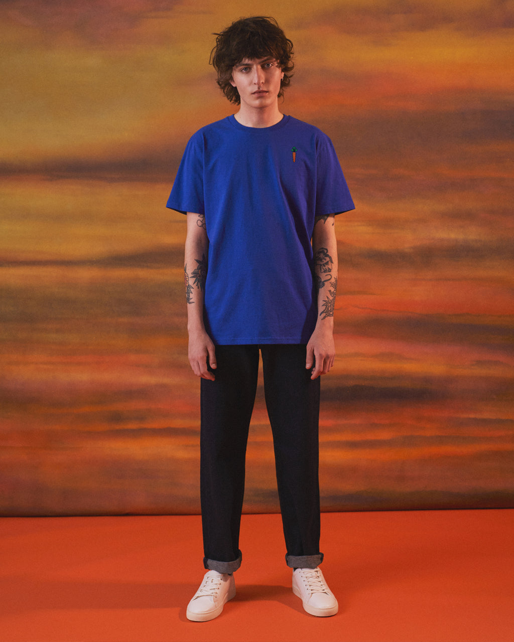 Carrot Embroidered T-Shirt Electric Blue