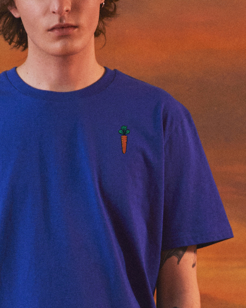 Carrot Embroidered T-Shirt Electric Blue