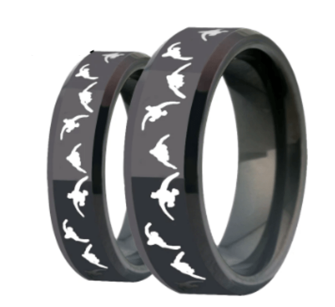 Black Animal Engraved Ring for Couple