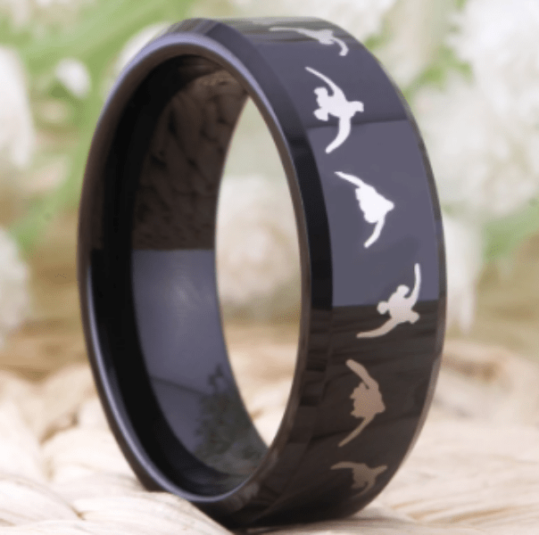 Black Animal Engraved Ring for Couple