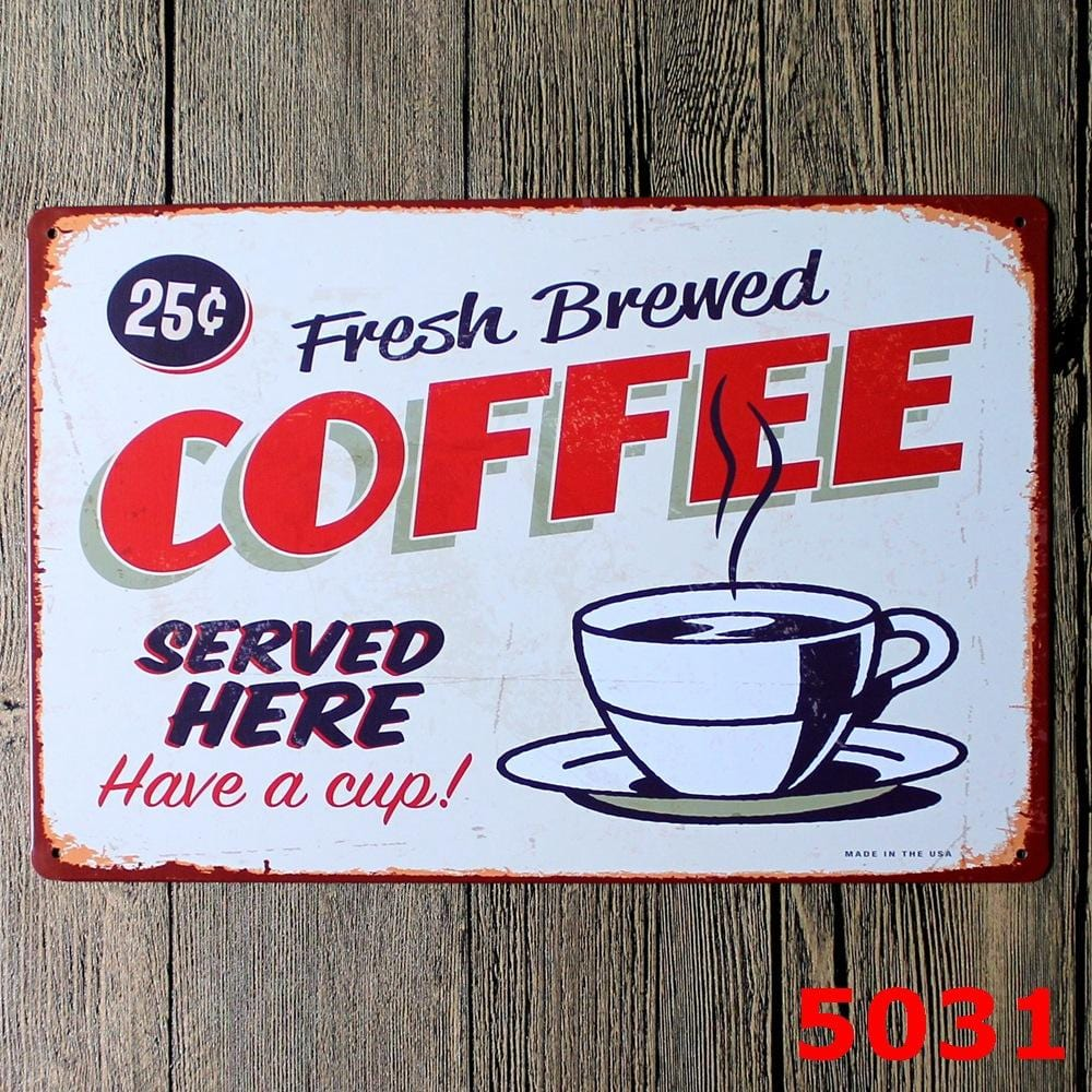 Vintage Fresh  Coffee Metal Tin Poster