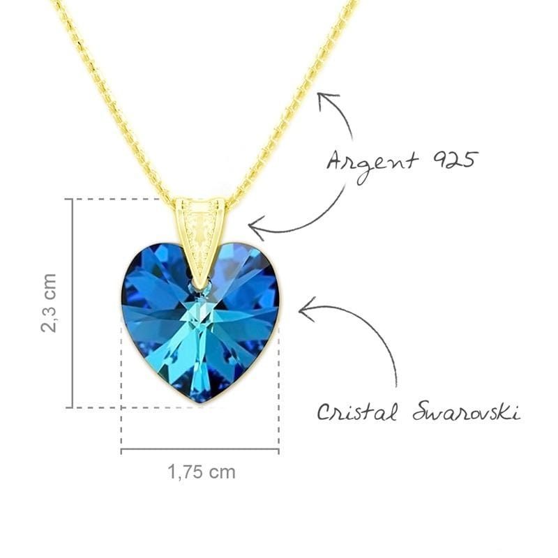 Bermuda Blue 24K Gold Heart Pendant Necklace Jewellery Set