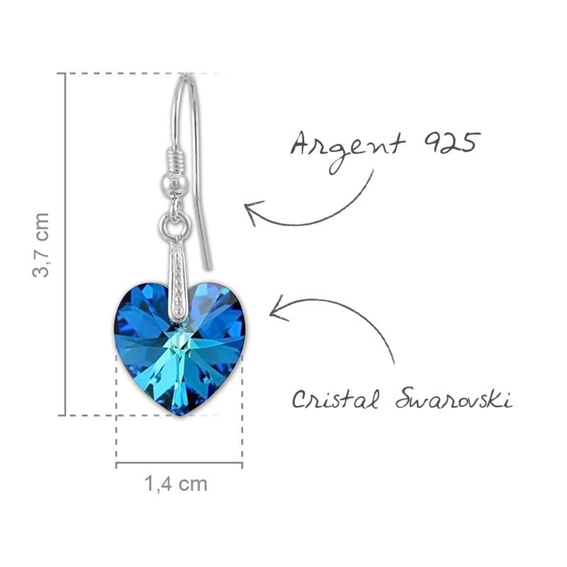 Bermuda Blue Silver  Heart  Pendant Necklace Jewellery Set