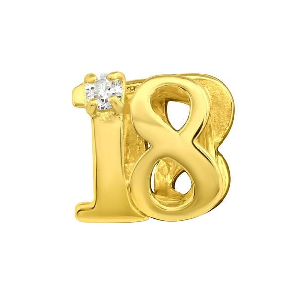 Silver Gold 18 Birthday Charm Bead