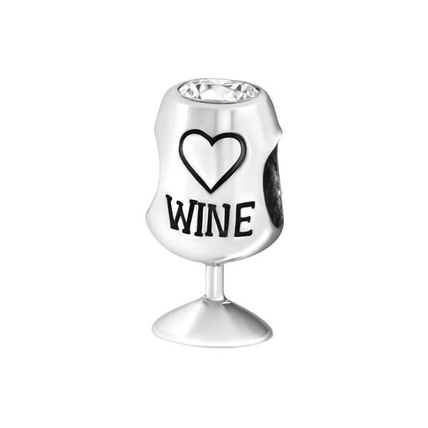 Silver Wine Glass Charm Bead