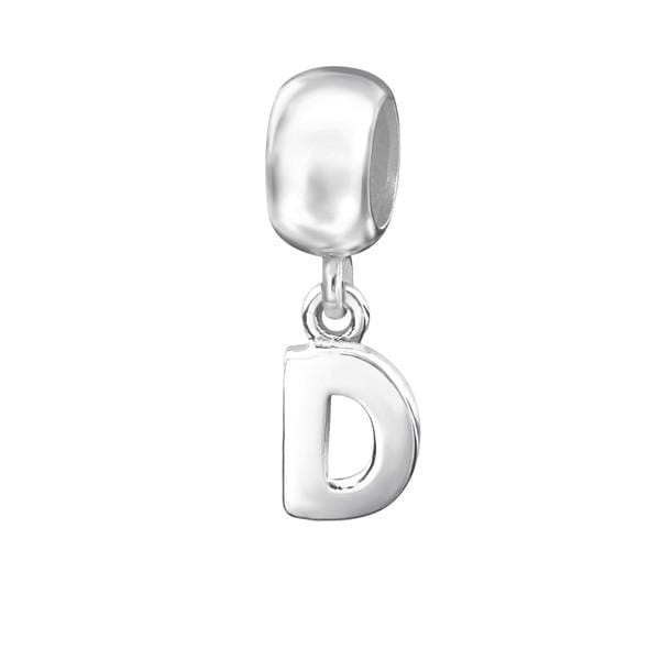 Silver Hanging "D" Charm Bead