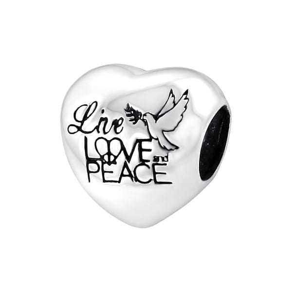 Silver Heart Love Charm Bead