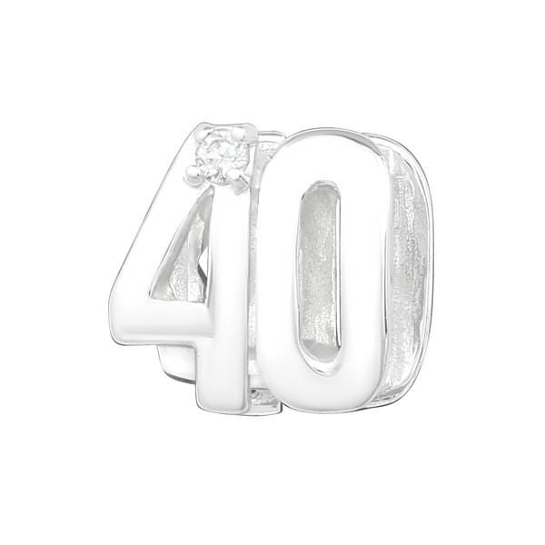 Silver "40" Charm Bead