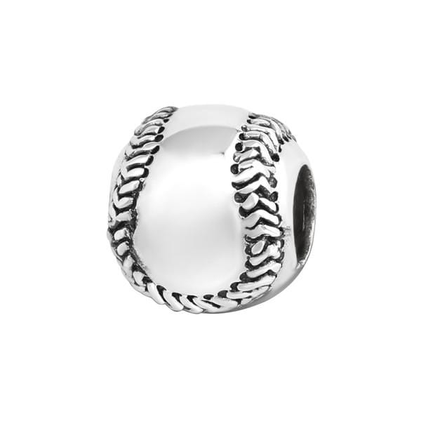 Silver Baseball Charm Bead