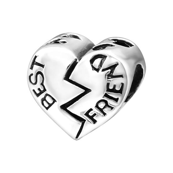 Silver Best Friend Heart Charm Bead