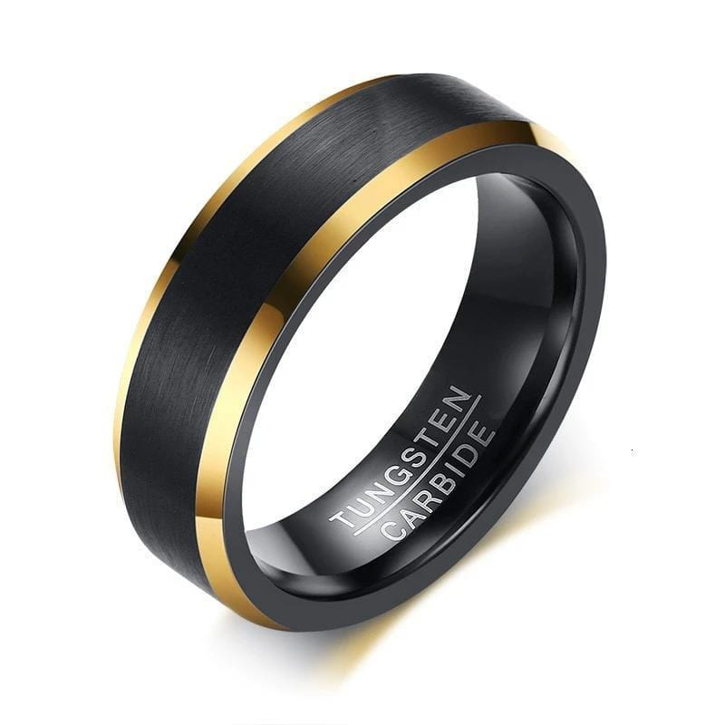 Gold Inlay Tungsten Carbide Wedding Band Ring