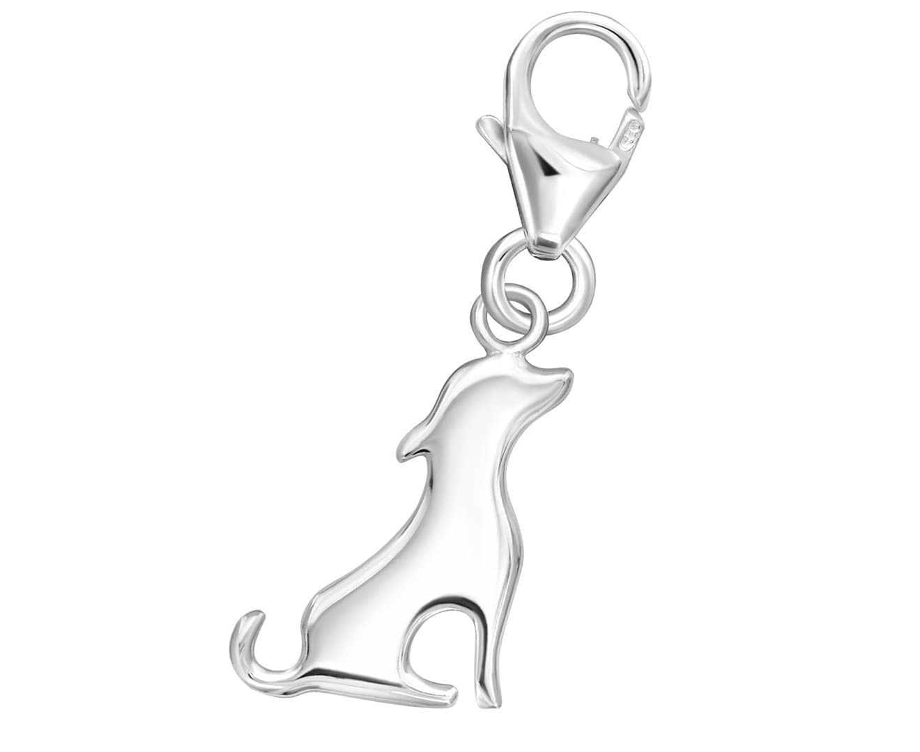 Silver Dog Clip on Charm