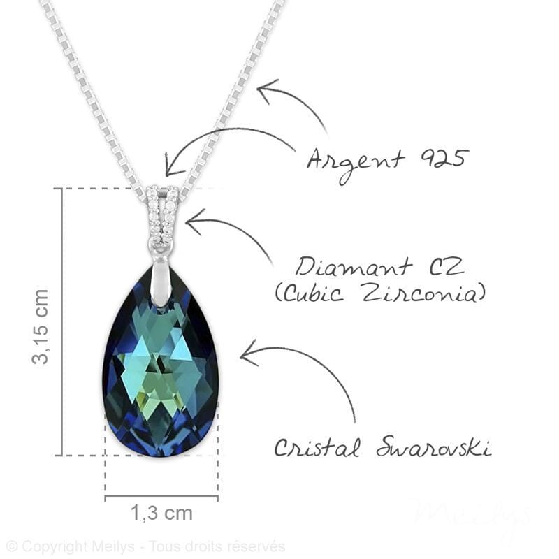 Bermuda Blue Pendant Necklace Jewellery Set with Swarovski Crystal