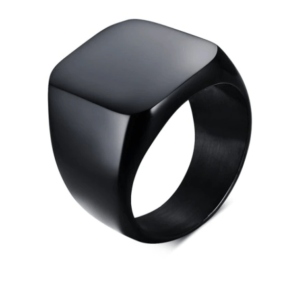 Black Signet Ring for Men