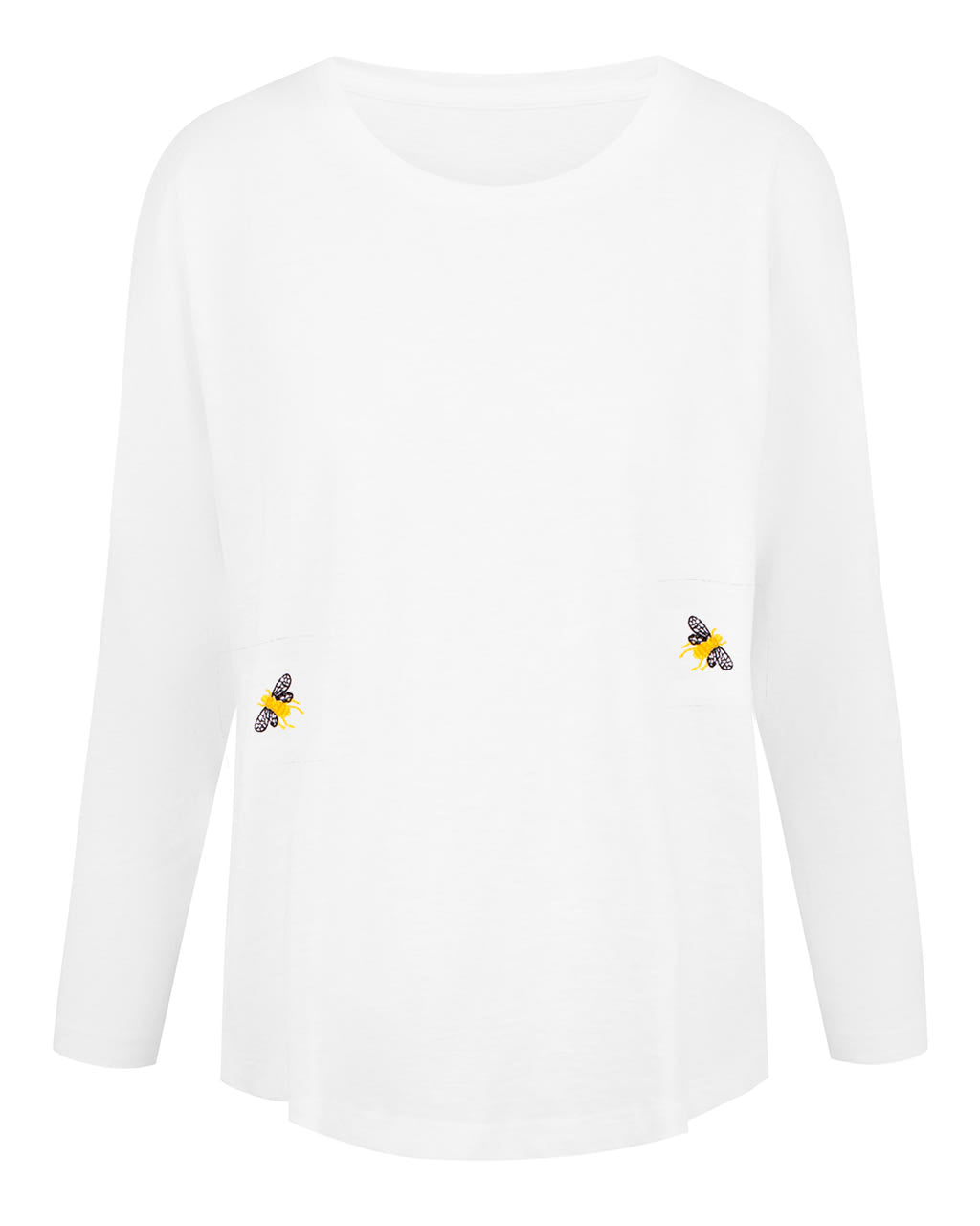 Bee Embroidered Slub T-Shirt White