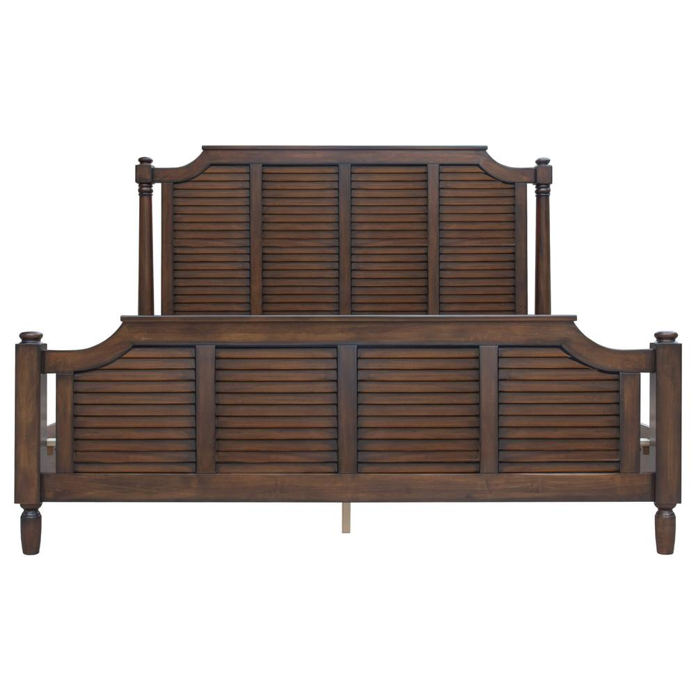 Sunset Trading Bahama Shutter Wood King Bed | Tropical Walnut Brown