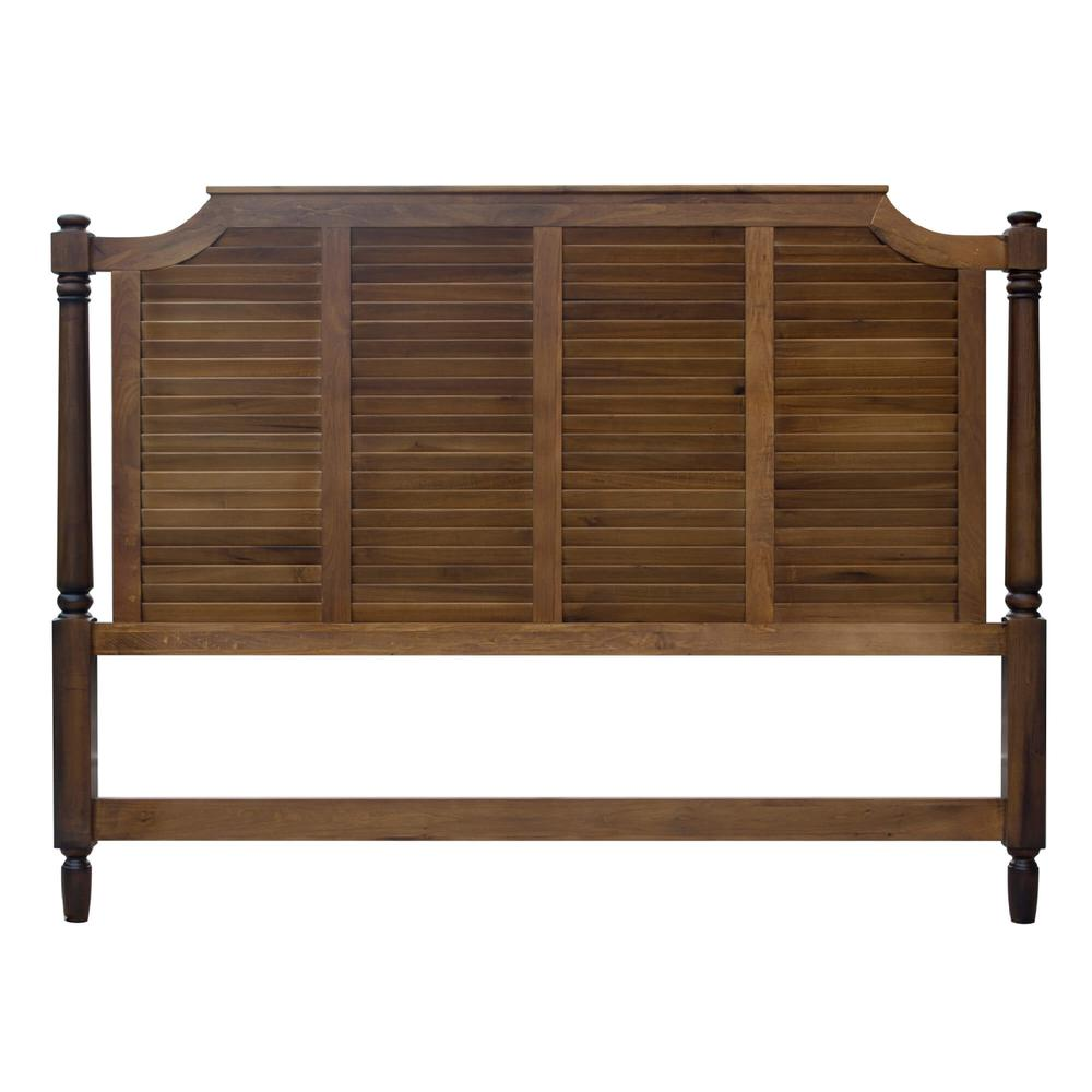 Sunset Trading Bahama Shutter Wood King Bed | Tropical Walnut Brown