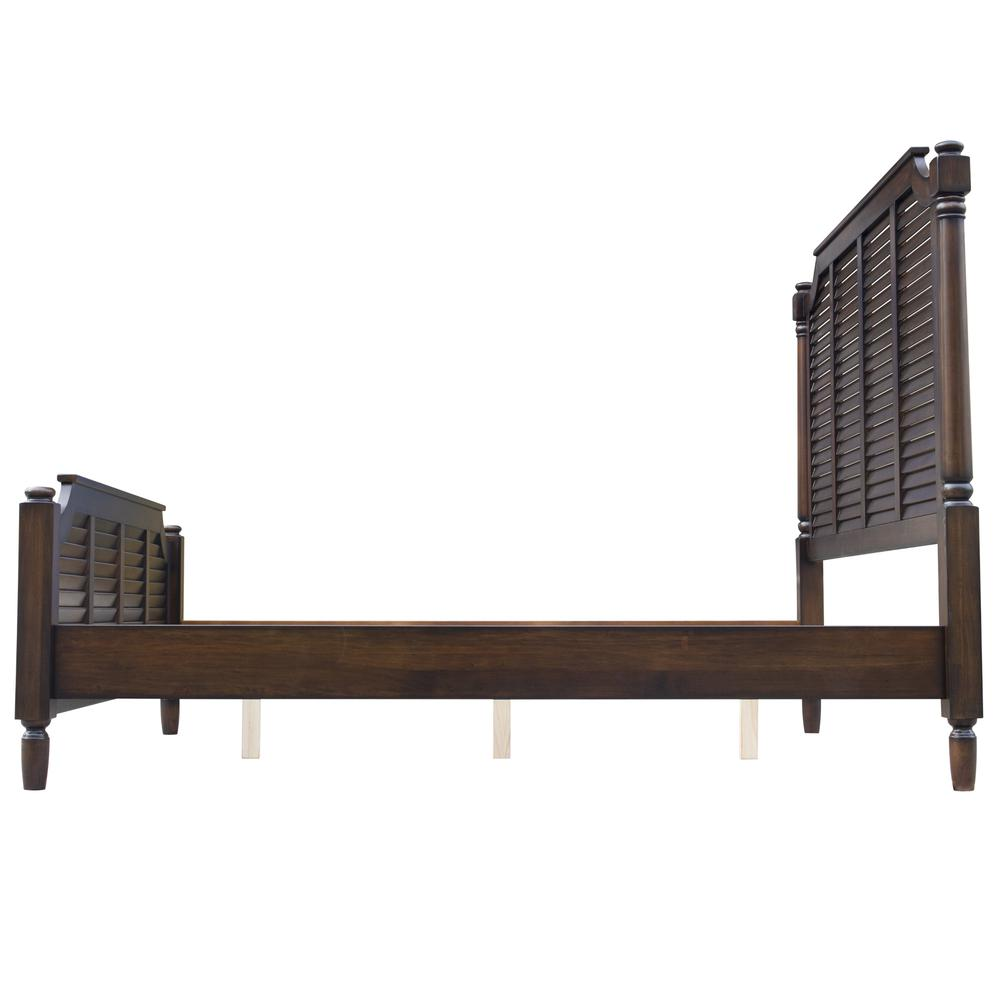 Sunset Trading Bahama Shutter Wood King Bed | Tropical Walnut Brown