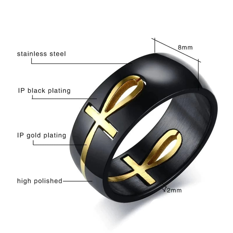 Ankh Egyptian Gold Cross Ring