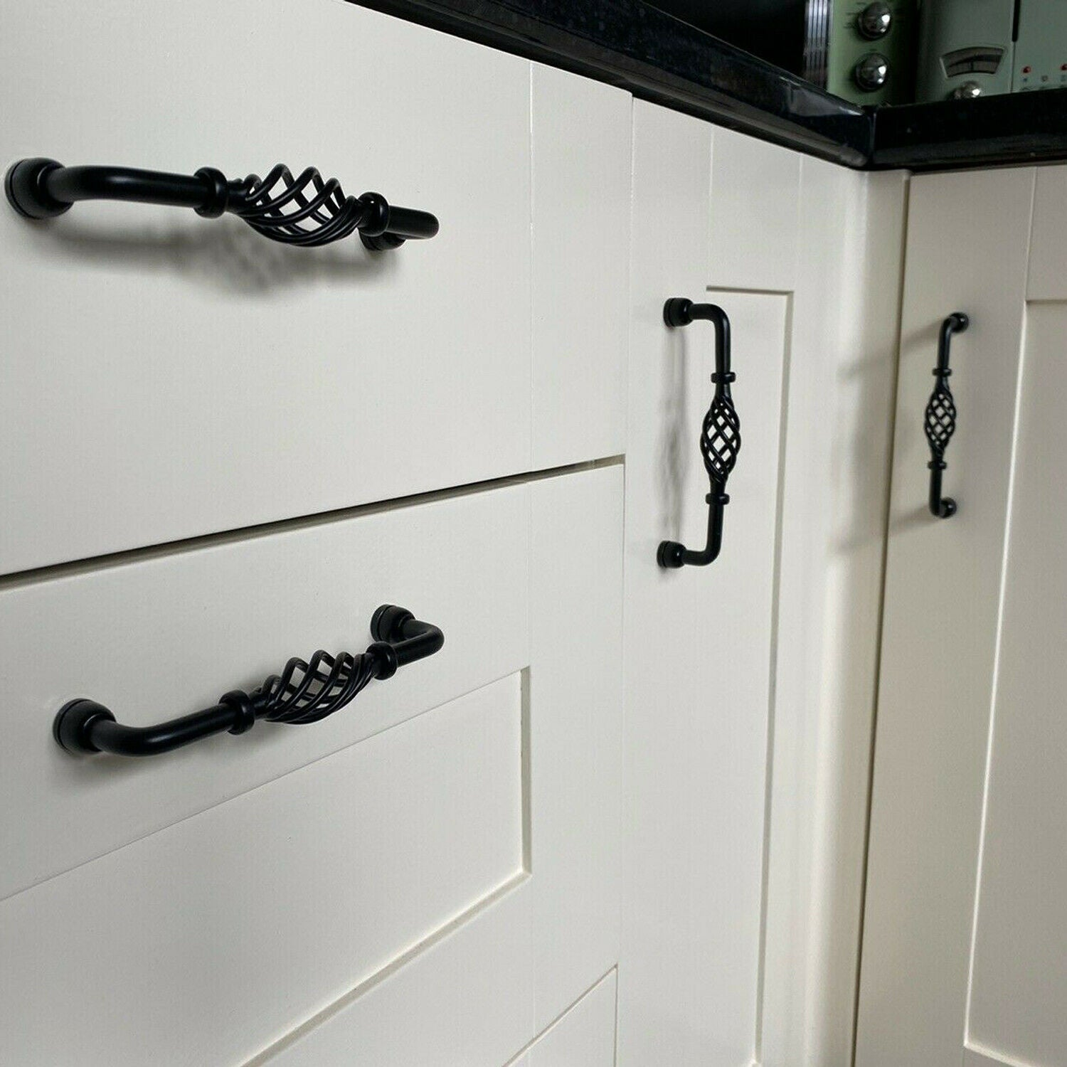 Kitchen Cabinet Door Handles Cupboard Drawer Black Handles Furniture~1330