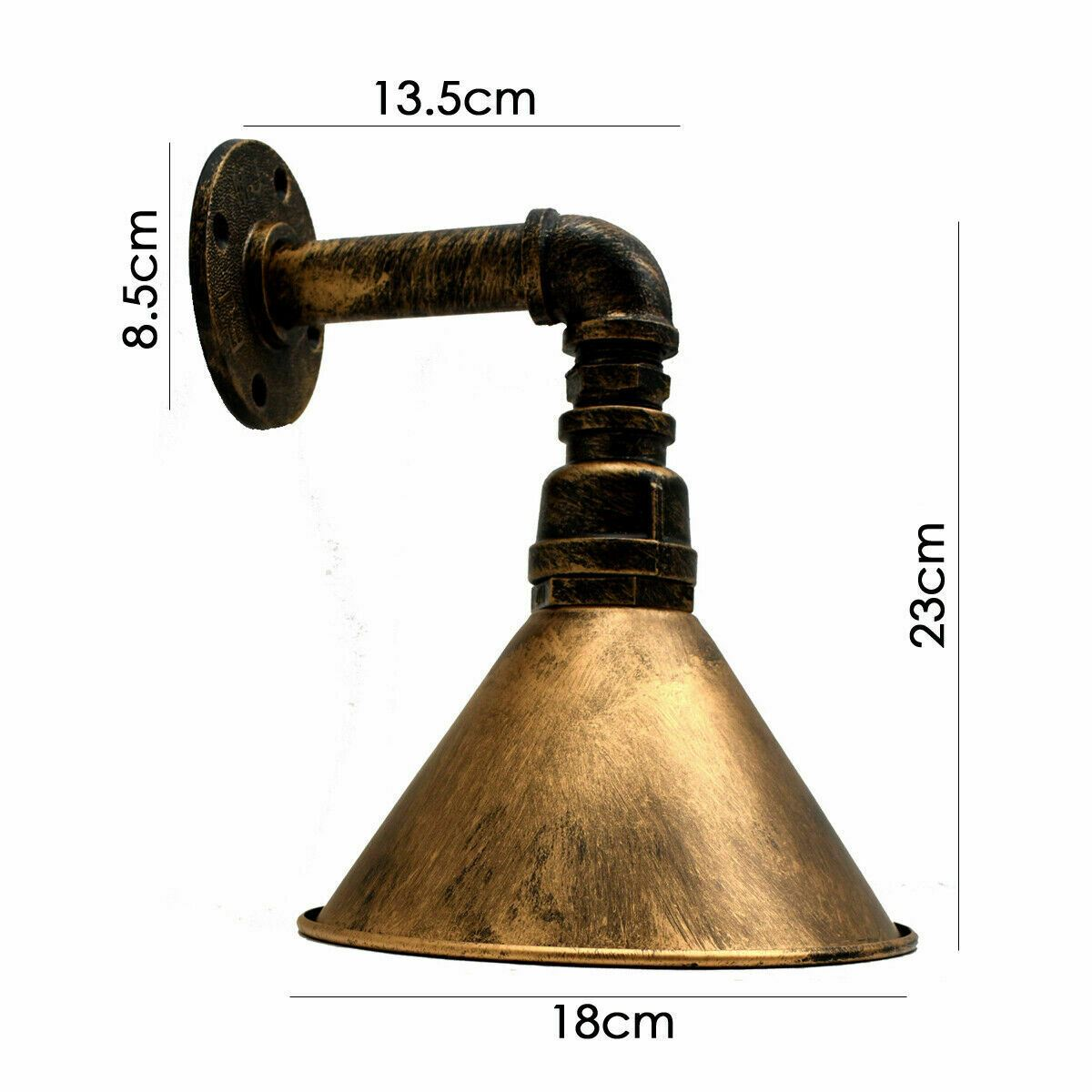 Modern Vintage Wall Mounted Light Sconce Lamp Indoor Fixture Cone Shape Metal Shade~1257