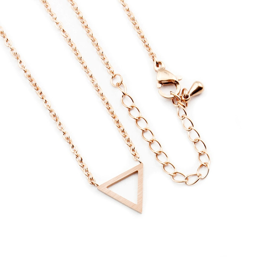 Minimalist Geometric Triangle Necklace Rose Gold